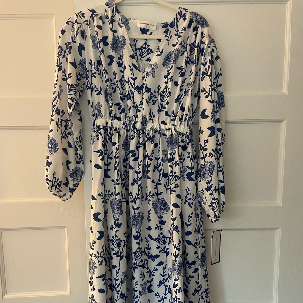Elegant Blue Floral Women's Dress
